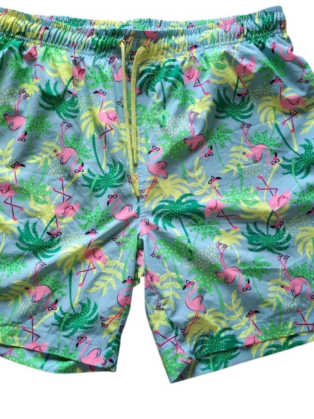 Berkley Jensen Mens Flamingo Swim Trunks Elastic Waist  Drawstring L Tropical